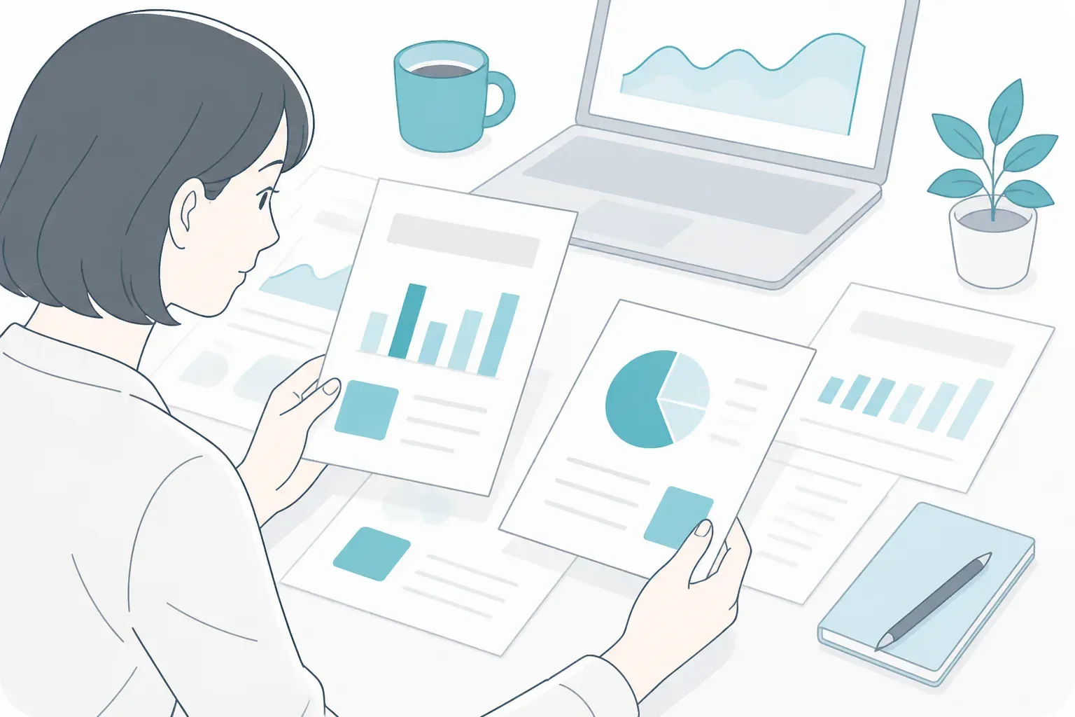 複数の情報源を見比べるイメージ