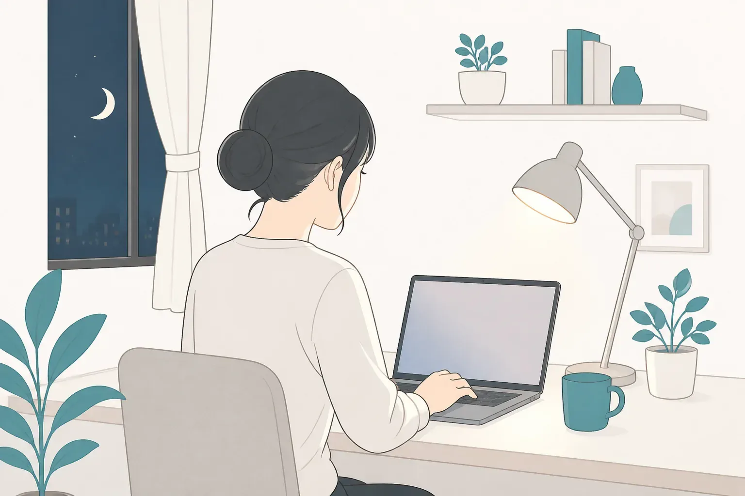 卒業後に学習と仕事探しを続ける様子のイメージ