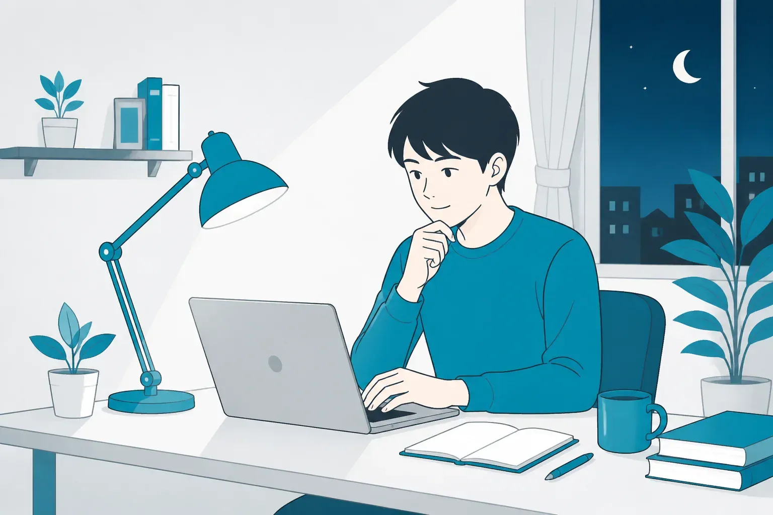 オンラインでプログラミング学習を続ける様子のイメージ
