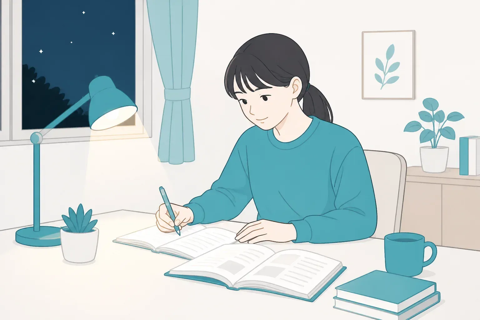 働きながら資格試験の勉強をするイメージ