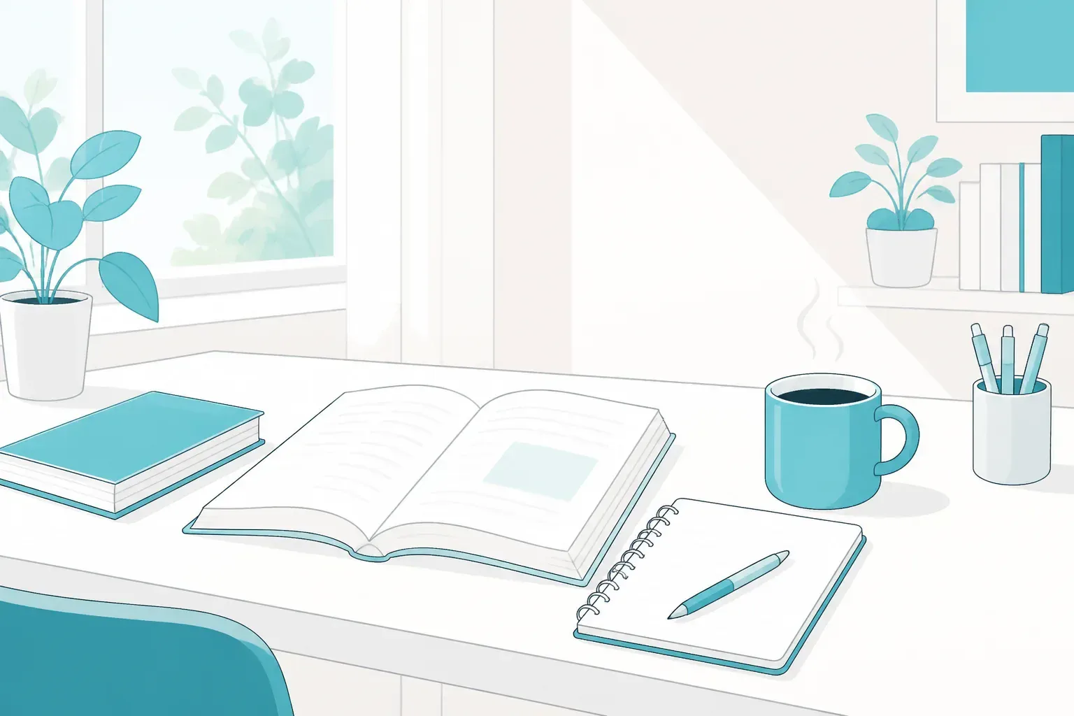 資格の勉強を始める机まわりのイメージ