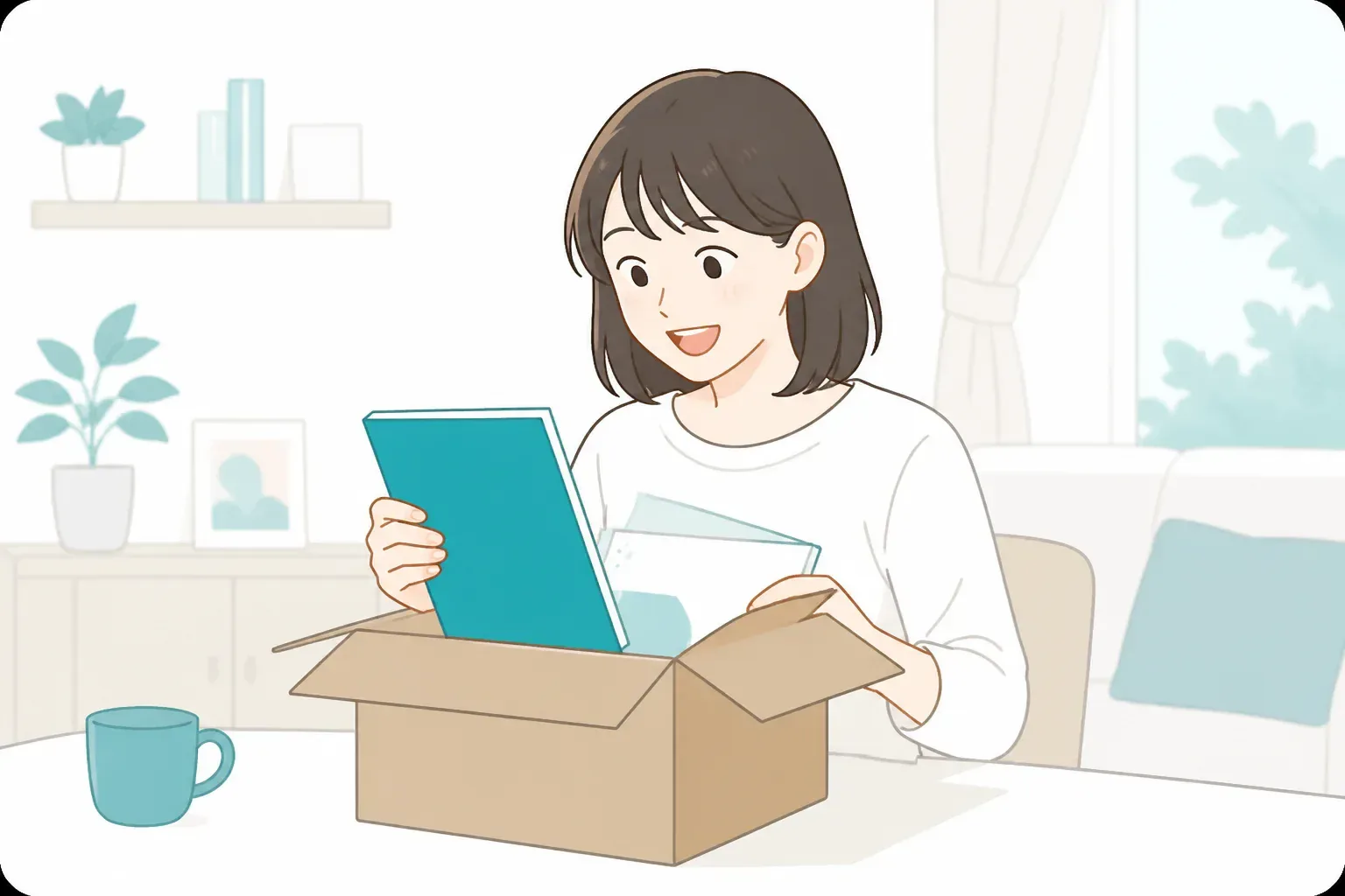通信講座の教材が自宅に届いたイメージ