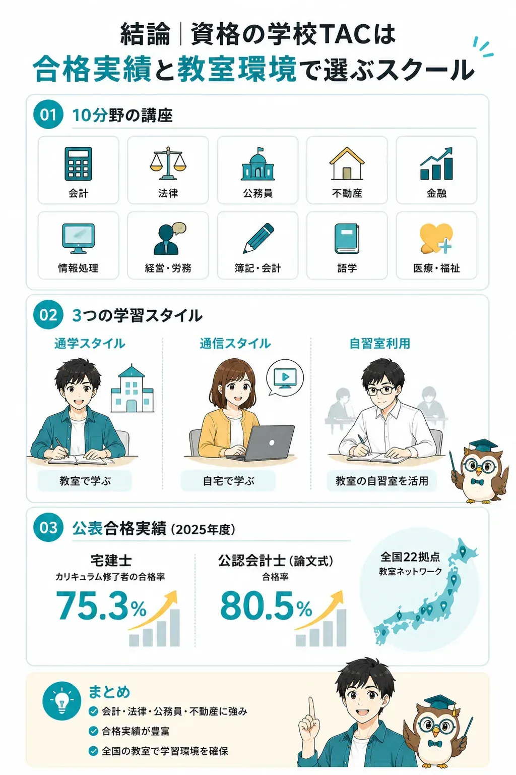資格の学校TACの全体像を示す俯瞰図