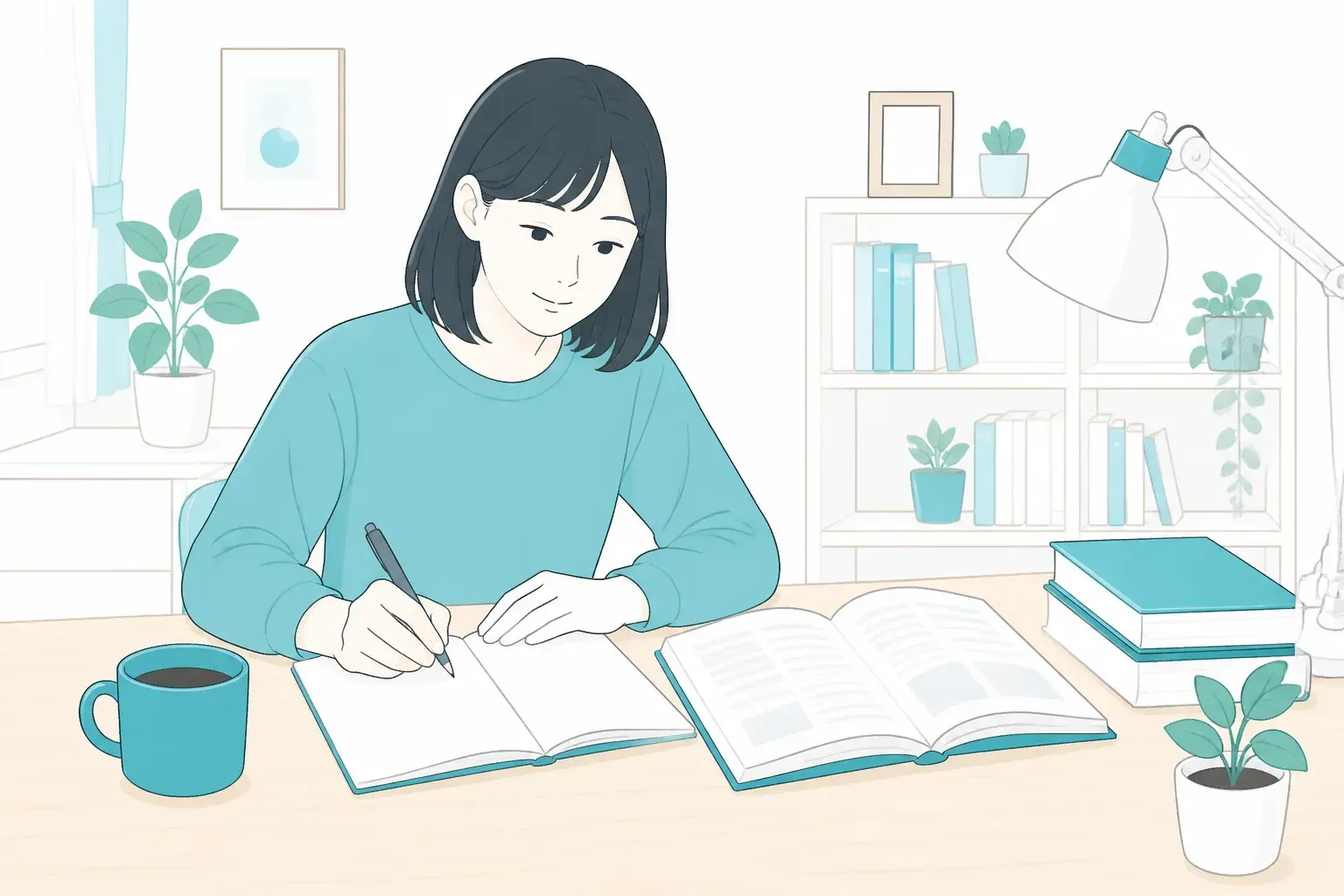 資格の勉強をする机まわりのイメージ