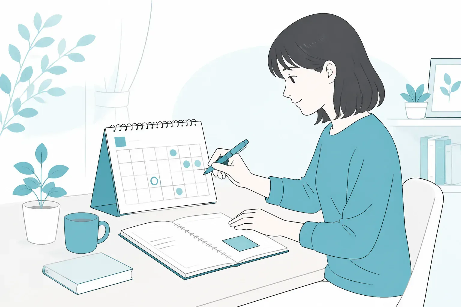 試験日から逆算して計画を立てるイメージ