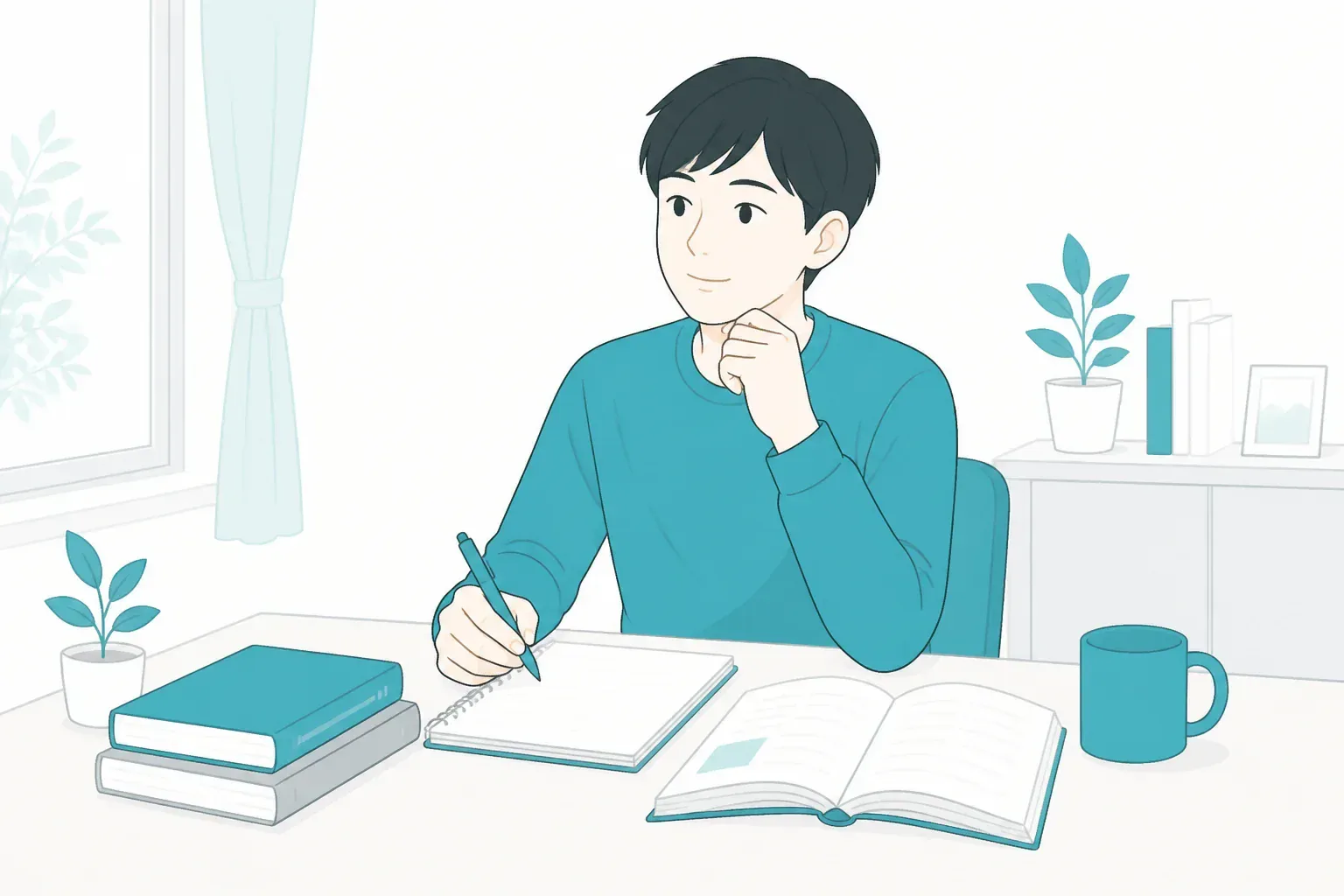 参考書とノートを広げた学習机のイメージ