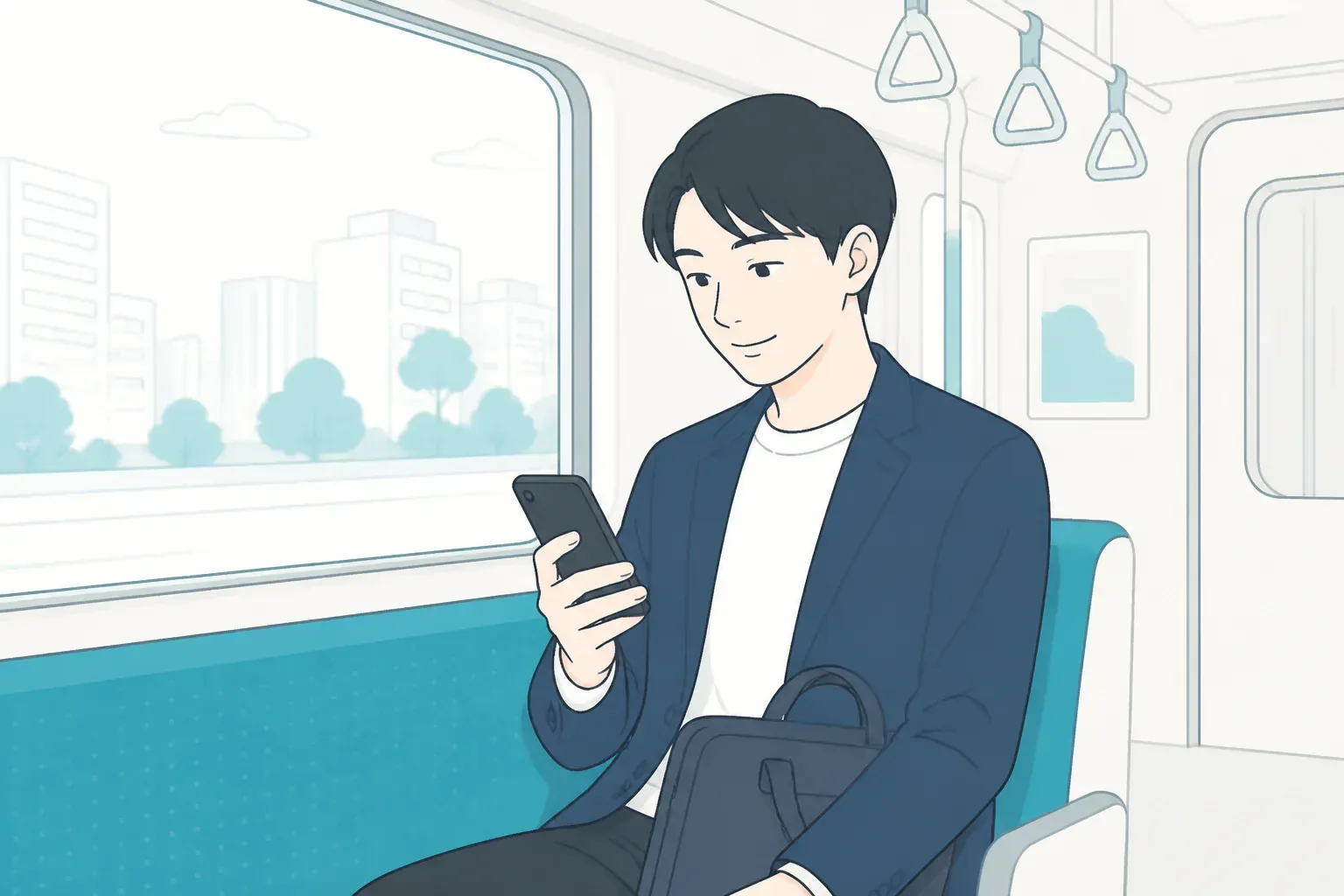 スキマ時間にスマホで学習するイメージ