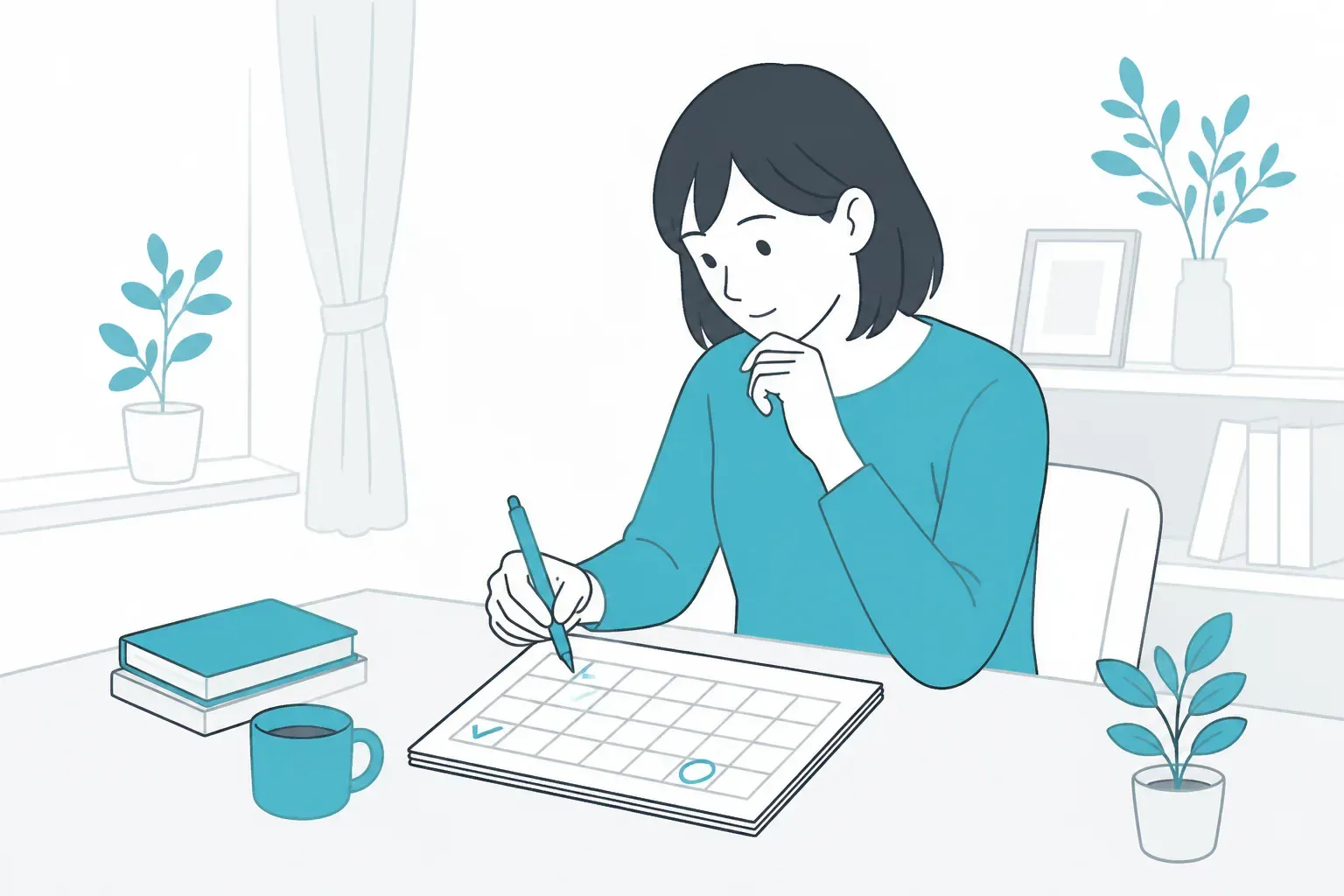 カレンダーに試験日を書き込むイメージ