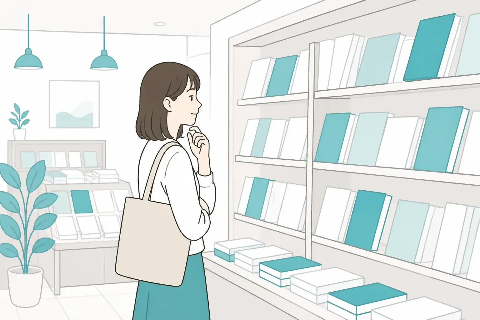 書店で参考書を選ぶイメージ