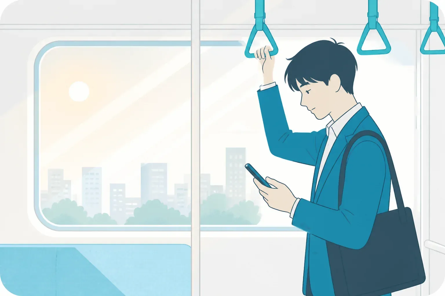 通勤中のスキマ時間を活用するイメージ