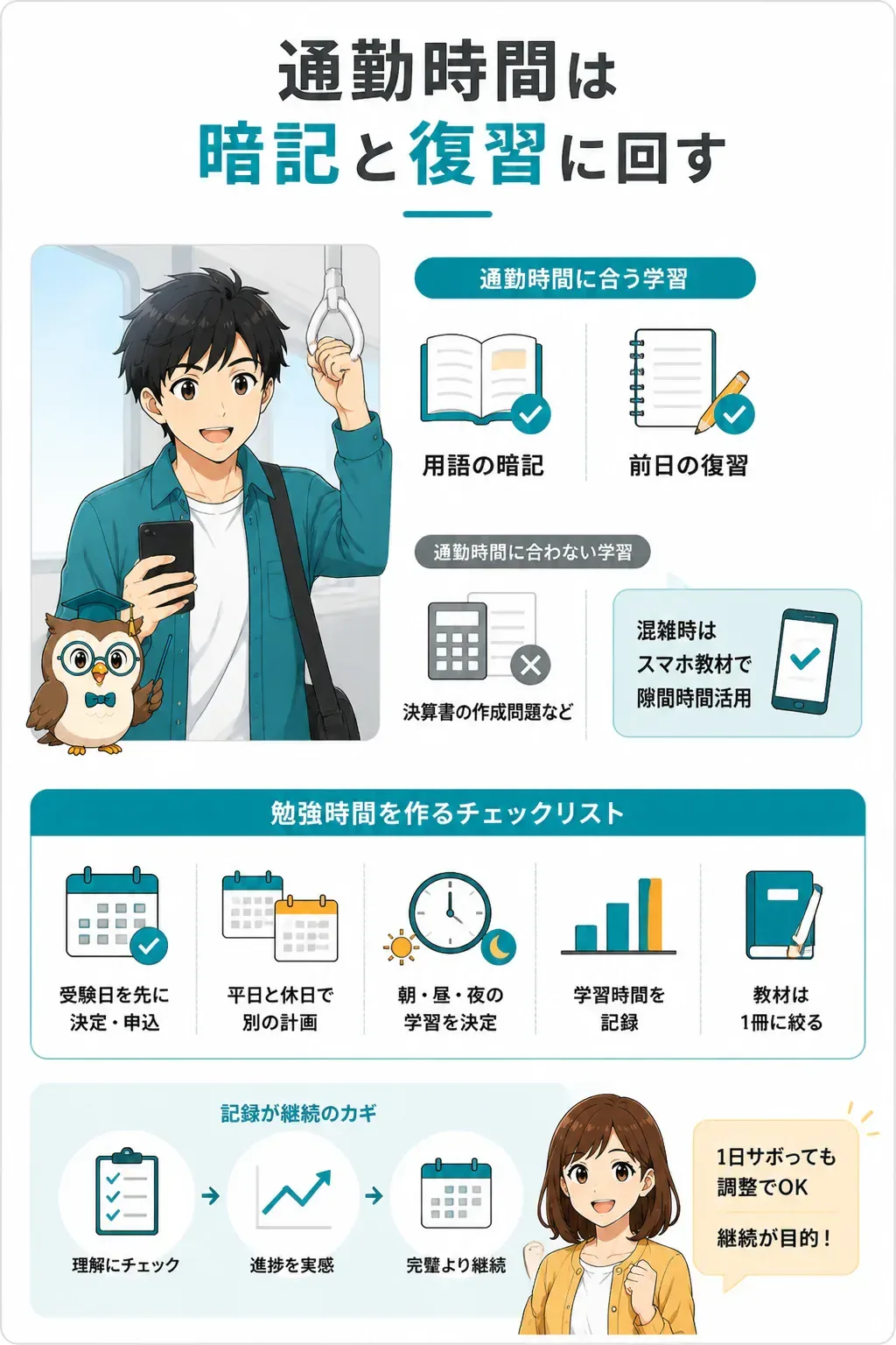 社会人が平日に勉強時間を確保する1日のタイムライン図解