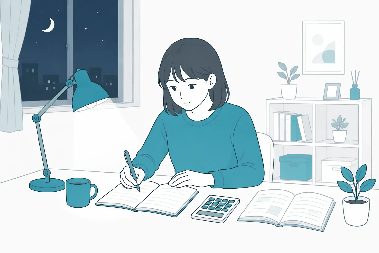 自宅で簿記の学習を進めるイメージ