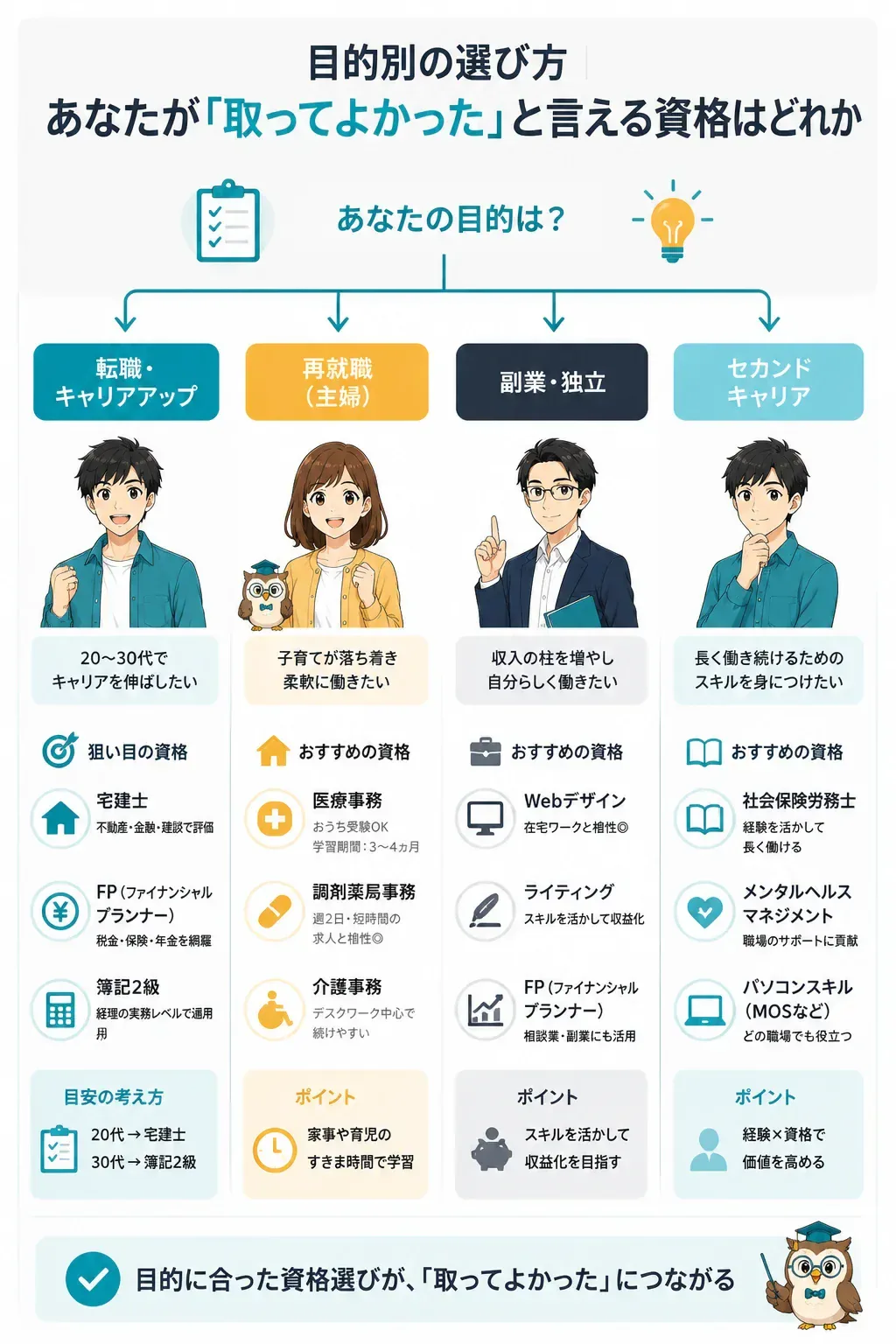 目的別に資格を選ぶフローチャート
